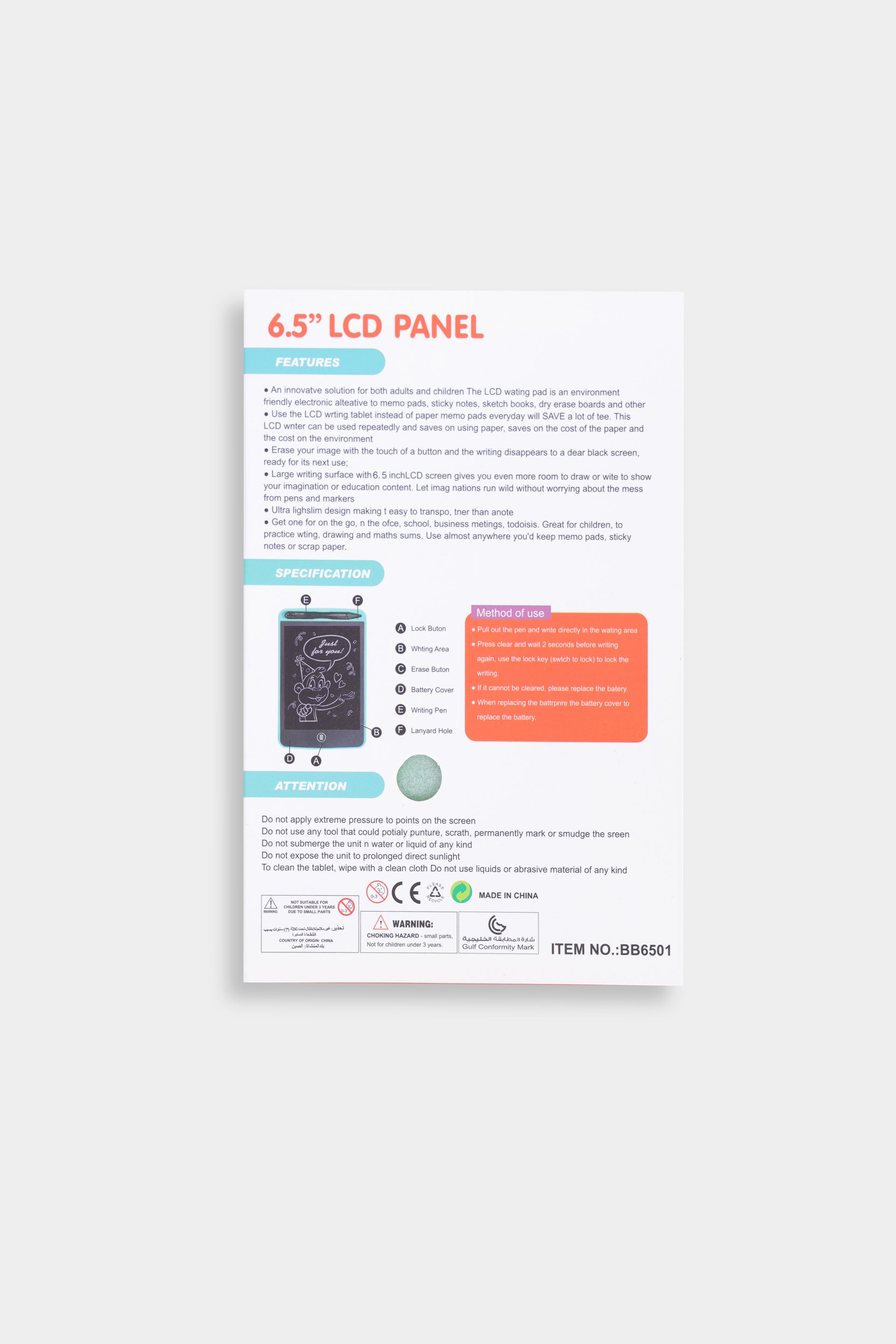 6.5” LCD Writing Table